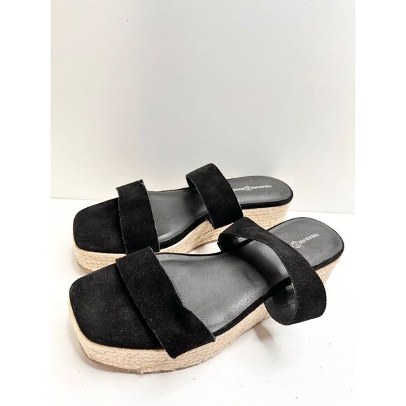 Treasure & Bond Sandals Size 8.5 Suede Upper Black Platform Espadrille Open Toe - Picture 4 of 9